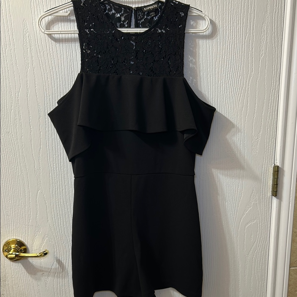 Express Cold Shoulder Lace Romper color back